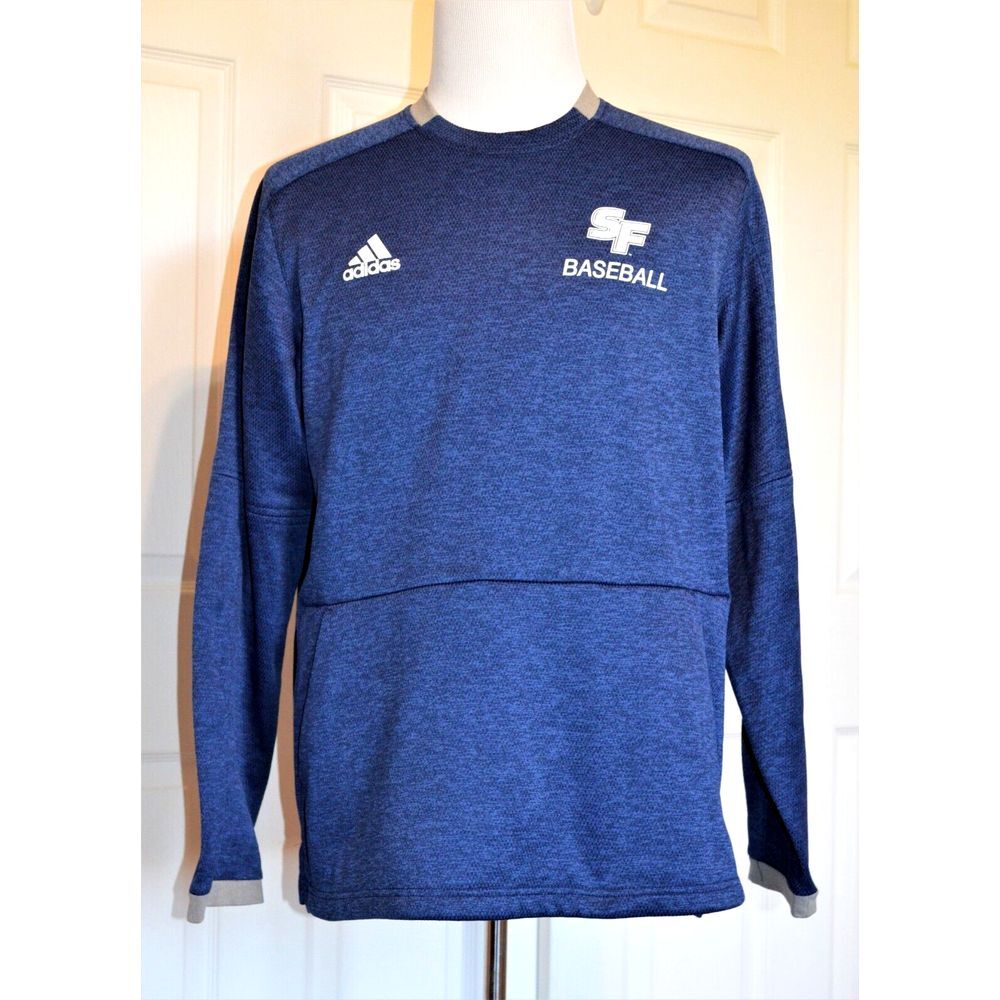 adidas Mens Long Sleeve Pullover Size L Blue & Gray SF Baseball